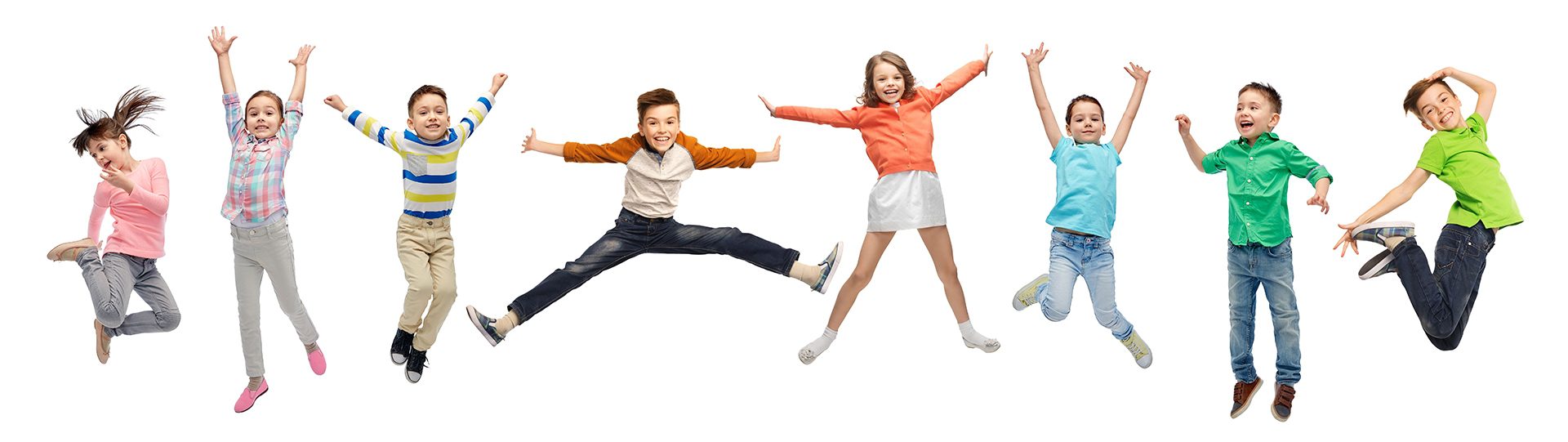 happy kids jumping